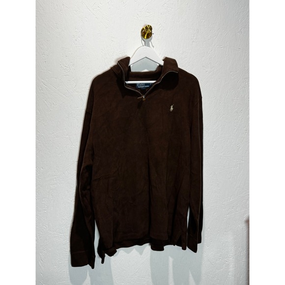 Polo Ralph Lauren Other - Polo Ralph Lauren Mens XXL Brown 100% Cotton Quarter Zip Pullover Sweater Pony